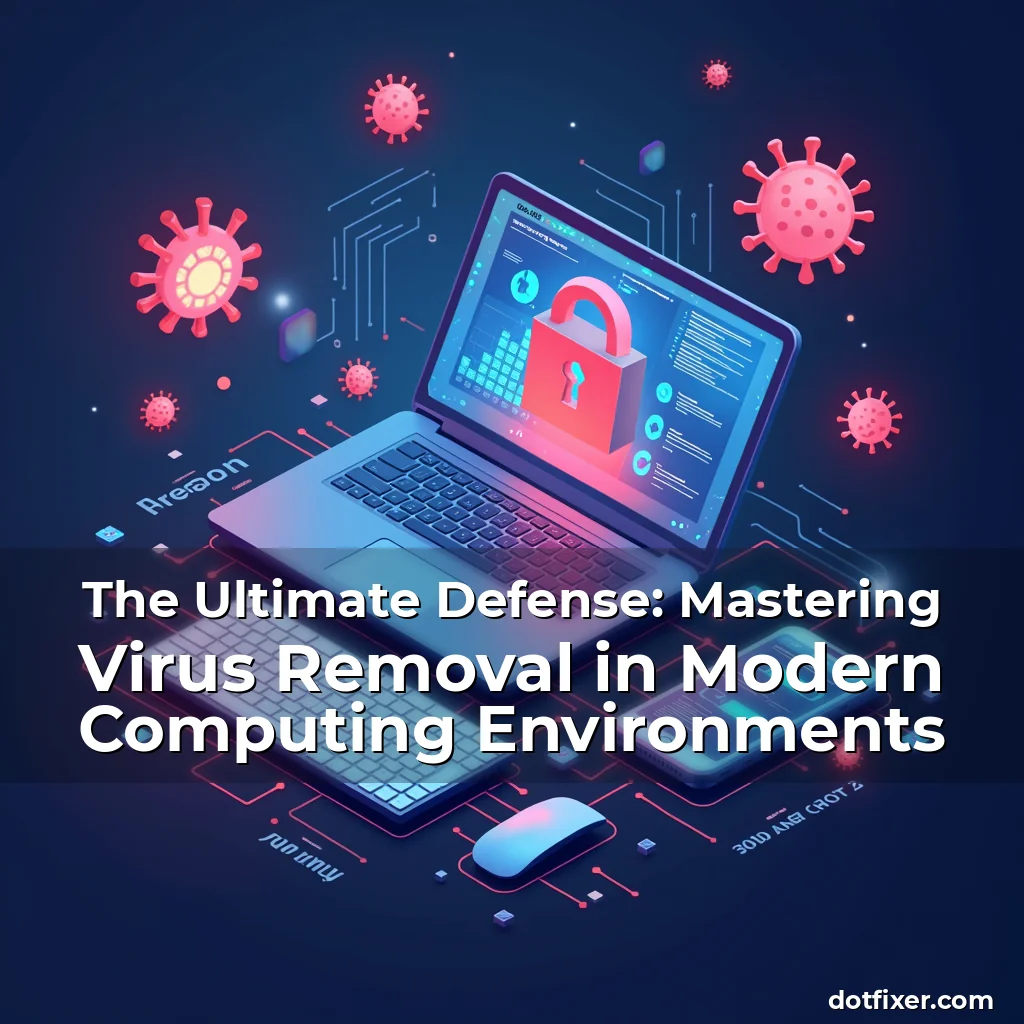 Artistic representation for The Ultimate Defense: Mastering Virus Removal in Modern Computing Environments