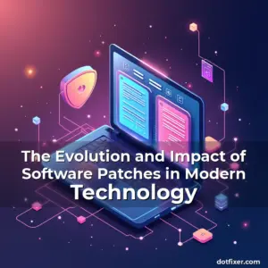 Artistic representation for The Evolution and Impact of Software Patches in Modern Technology