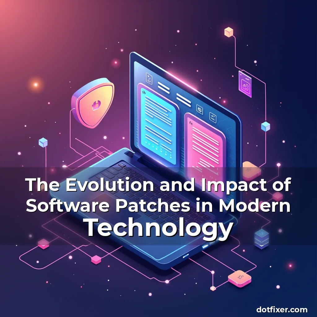 Artistic representation for The Evolution and Impact of Software Patches in Modern Technology
